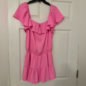 Amanda Uprichard Pink Ruffle Sleeve Romper 💞